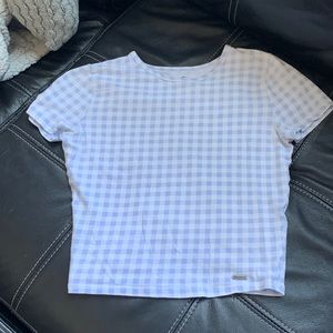 Hollister baby tee blue checkered print